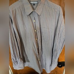 Vintage Tommy Hilfiger Classic Blue Striped Men's Dress/Casual Button-down Shirt